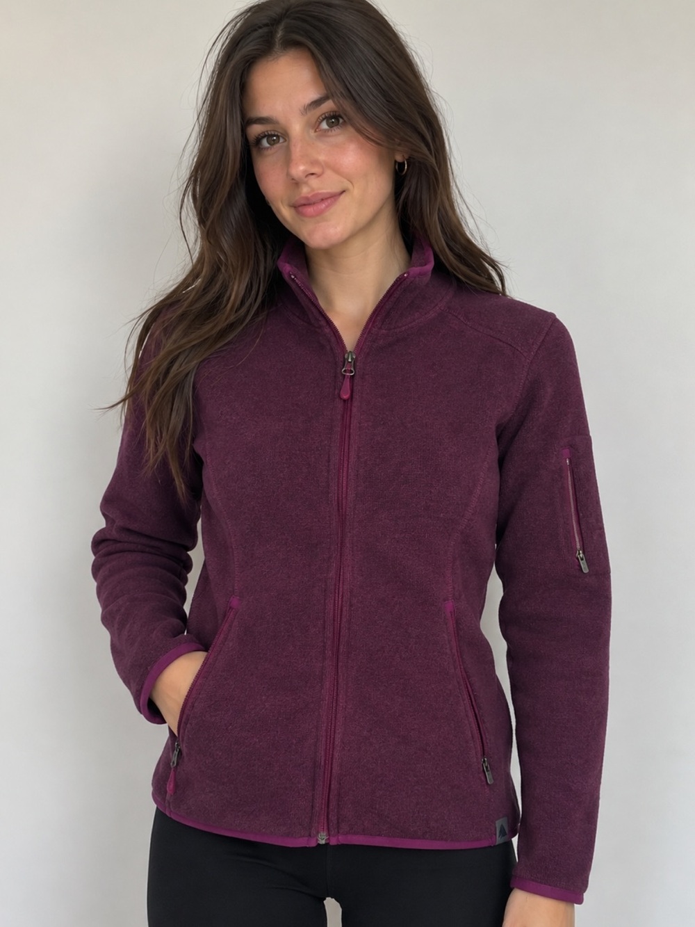 L.L.Bean XS Petite Plum Full Zip Sweater Fleece Jacket Outdoor Gorpcore